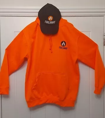 Buy FireAway Pizza Hoodie Size Large Orange Jumper With Black Cap * Chest 48  * VGC • 19.99£