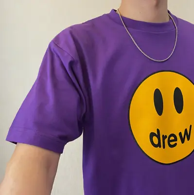 Buy Drew T-shirt Couple Short Sleeve Crew Neck Justin Bieber DREWHOUSE Smiley Tops • 19.58£