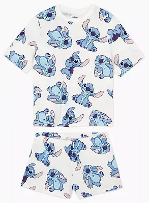 Buy Ladies DISNEY STITCH Pyjamas Woman 6-24 T-Shirt Shorts Summer Nightwear Primark • 17.99£