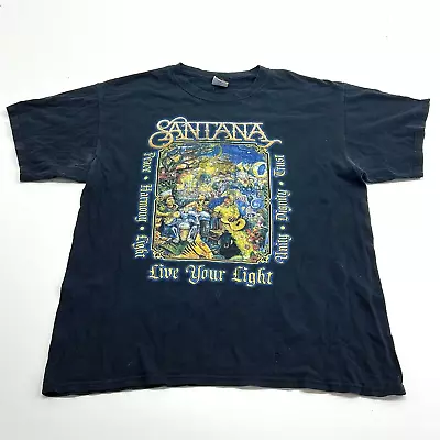 Buy Santana Black Crew Neck Live Your Light Graphic 2008 Tour T-Shirt Size XL • 18.89£