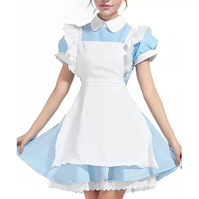 Buy Halloween Women Adults Alice In Wonderland Maid Cosplay Clothes Dress Aqua Blue • 20.29£