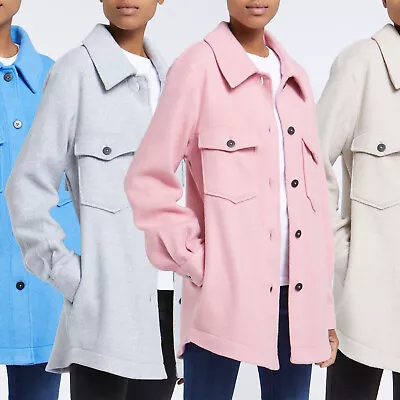 Buy Ex Dunnes Womens Solid Brushed Shacket Coat Jacket Shirt Long 4 Colours • 16.95£