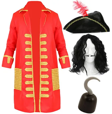 Buy Mens Pirate Captain With Hook Costume Fancy Dress Adult World Book Day Teacher • 24.99£