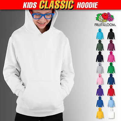 Buy Kids Classic Hoodie Hooded Sweatshirt Boy Girl School Pullover Fruit Of The Loom • 12.35£