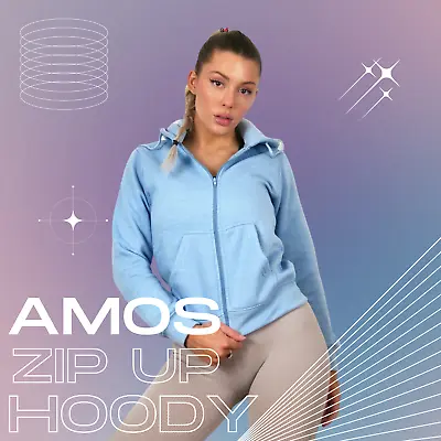 Buy Ladies Womens Zipper Zip Up Plain Slim Fit Hoodie Sweatshirt - Sizes: 6 - 18 • 9.99£