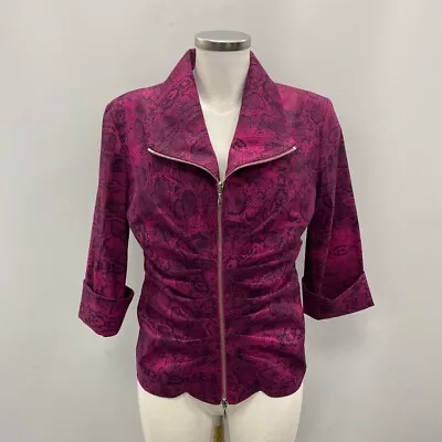 Buy Joseph Ribkoff Ruched Snake Print Jacket UK 12 Purple Women's RMF06-SM • 7.99£