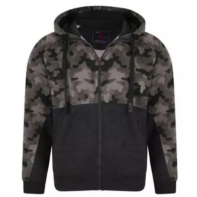 Buy Mens Plus Size Army Camouflage Zipped Hooded Hoody Sweatshirt Top Jacket 2-7XL • 26.99£