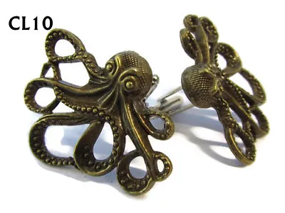 Buy Steampunk Jewellery Cufflinks Bronze Octopus Kraken Pirate Black Sails #CL10 • 7.50£