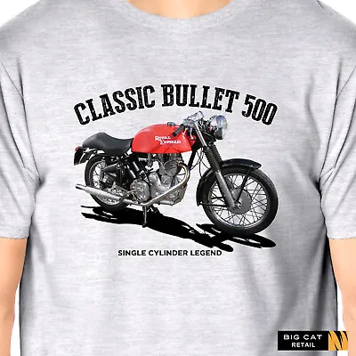 Buy Classic Royal Enfield Bullet 500 Motorcycle Inspired T-Shirt • 17.50£