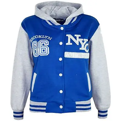 Buy Kids Girls Boys Baseball NYC ATHLETIC Hooded Jacket Varsity Hoodie Age 7-13 Year • 8.99£