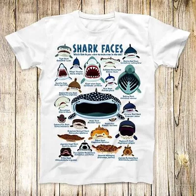 Buy Shark Faces Marine Sea Life T Shirt Meme Men Women Unisex Top Tee 3626 • 6.35£