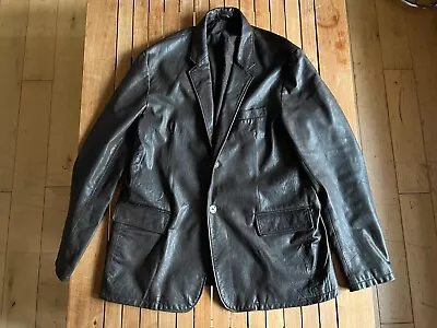 Buy Nicole Farhi Leather Blazer Jacket, Dark Brown, XL • 60£