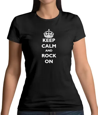 Buy Keep Calm Rock On - Womens T-Shirt - Music - Musician - Band - Rocker - Musical • 13.95£