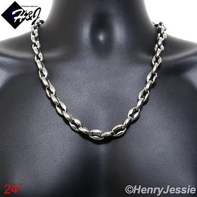 Buy 24 MENStainless Steel HEAVY 12mm Silver Puffed Mariner Link Chain Necklace*N147 • 25.51£