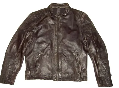 Buy Gipsy Soft Distressed Black Real Leather Biker Bomber Jacket M • 14.70£