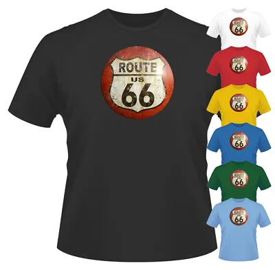 Buy Adult/Unisex T Shirt, Route 66 Sign Distressed, Ideal Gift Or Present. • 9.99£