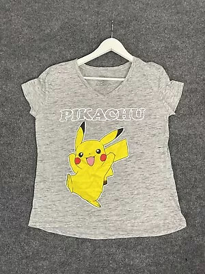 Buy Pokemon Pikachu Shirt Juniors XL Teens Women Tee Gray Short Sleeve  N291 • 9.75£
