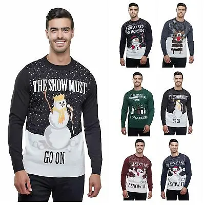 Buy Mens Christmas Jumper Novelty Festive Crew Neck Xmas Sweater Soft Knit • 15.99£