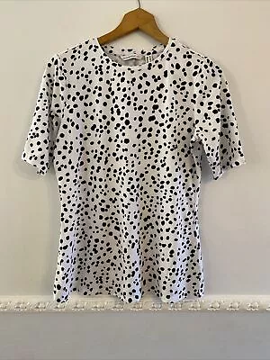 Buy CRUELLA S Small 10 -12 Isaac Mizrahi Ladies Tshirt Top Mono Dotty Black White  • 5£