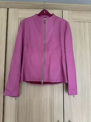 Buy Pink Leather Dress Jacket Size 12 • 17£