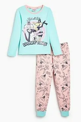 Buy Pyjamas Set Looney Tunes That's All Folks Older Girls Long Sleeve PJ'S 9-10 2317 • 11.99£