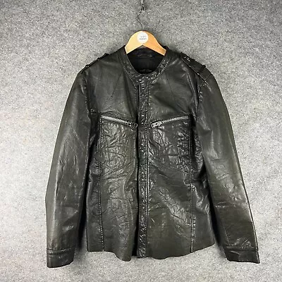 Buy Allsaints Jacket Mens Medium Black 100% Leather Rebel Utility Biker Motorcycle • 47.69£