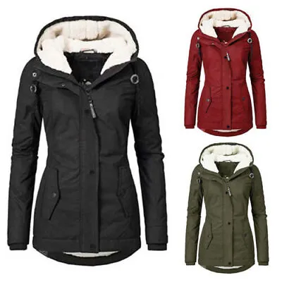 Buy Womens Padded Quilted Coat Hooded Ladies Winter Fleece Jacket Outwear Overcoat • 20.79£