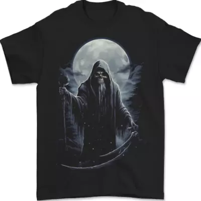 Buy Full Moon Grim Reaper Skull Mens T-Shirt 100% Cotton • 7.99£