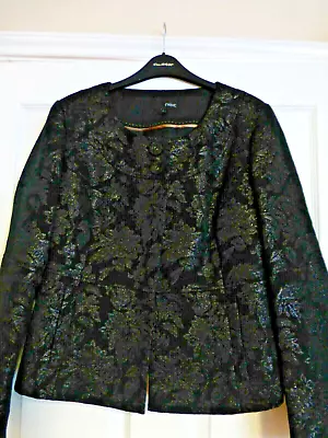 Buy Blazer Jacket Black Floral Party Occasion Uk 10 JACQUARD  New Next Party . • 34.99£