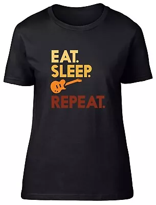 Buy Eat Sleep Guitar Womens T-Shirt Musician Band Guitarist Music Ladies Gift Tee • 8.99£