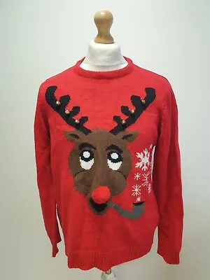 Buy Vv517 Mens Cedar Wood State Red Rudolph Christmas Jumper Top Uk L Eu 54 • 14.99£
