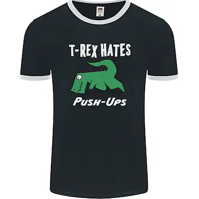 Buy T-Rex Hates Push Ups Gym Funny Dinosaurs Mens Ringer T-Shirt FotL • 11.99£