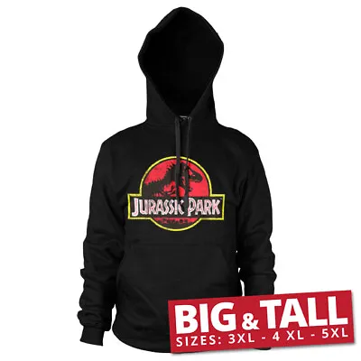 Buy Officially Licensed Jurassic Park Distressed Logo Big&Tall 3XL, 4XL, 5XL Hoodie • 43.55£