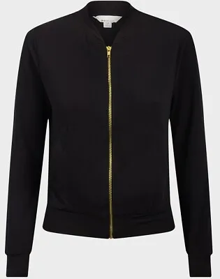 Buy Miss Selfridge Size 10 12 Jacket Top Black Ladies Bomber  Summer Zip RRP £28 New • 8.99£