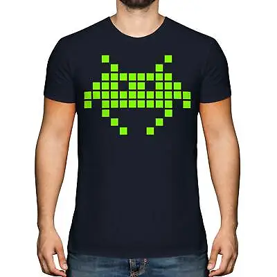 Buy Neon Space Invader Mens Retro Print T-shirt Top Gamer 70s 80s 90s Geek Graffiti • 9.95£