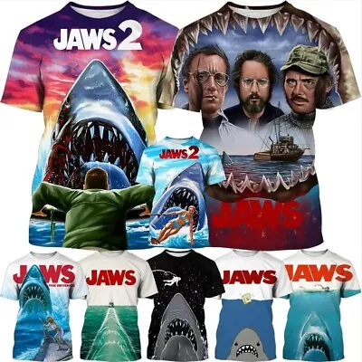 Buy Horror Movie Jaws Shark 3D Print Women Men Short Sleeve T-shirt Tops Casual • 10.79£