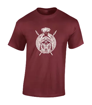Buy Skull And Spears Mens T Shirt Cool Warrior Design Skeleton Spartan Fashion • 7.99£