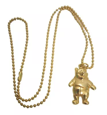 Buy Disney Winnie The Pooh Charm Dangle Pendant Necklace Gold Tone Signed Ball Chain • 9.45£