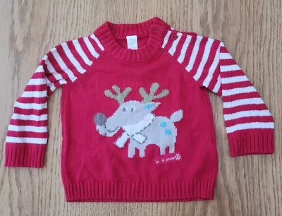 Buy Next Reindeer Let It Snow Christmas Jumper Age 9-12 Months • 4.99£