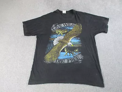Buy Eagle Shirt Mens Large L Black Graphic Wolfs American Cowboys Cotton Lightweight • 15.99£