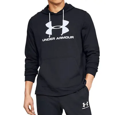 Buy Under Armour Hoodie Mens Training Sweatshirt UA Sportstyle Terry Logo Black L • 29.95£