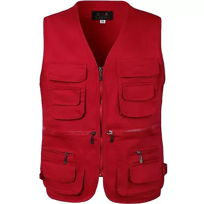 Buy Mens Vest Hunting Fishing Waistcoat Safari BodyWarmer Gilet Jacket Multi Pocket • 11.77£