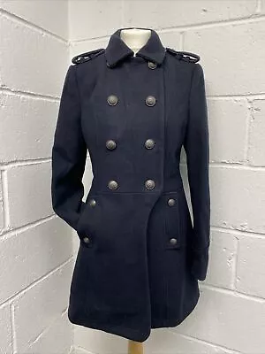 Buy Superdry Navy Blue Riding Jacket / Military Wool Pea Coat Size M PK • 30£