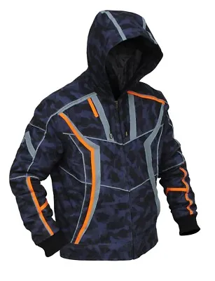 Buy Tony Stark Infinity War Jacket In Blue Camoflage With Orange And Grey Strips XL  • 40£