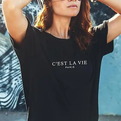 Buy Womens Ladies T Shirt Ces't La Vie  Fit Short Sleeve Slogan T-shirt Tee Tops UK • 8.49£