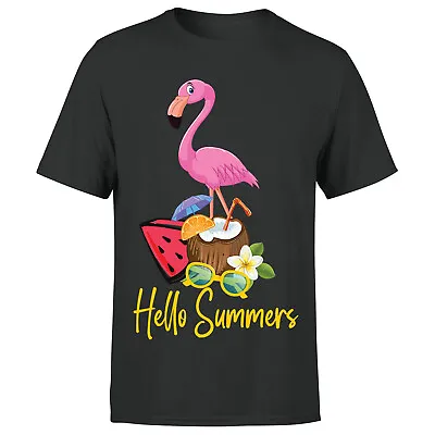 Buy Flamingo Summer Vacation Mens T Shirt Funnu Watermelon Graphic Tee#P1#OR#A • 9.99£