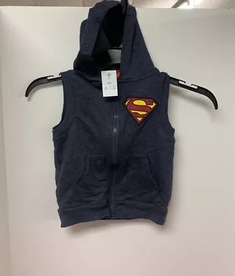 Buy Superman Toddlers 3T Sleevless Hoodie Full Zip Navy Blue -New With Tags • 11.84£