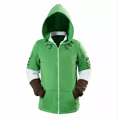 Buy The Legend Of Zelda Link Costume Cosplay Hoodie Sweatshirt  Zip Up Jacket Outfit • 36£