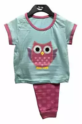 Buy New Girls Boys Pyjamas Owl  Print Short Sleeved, Long Pants Pyjamas Easter • 3.99£