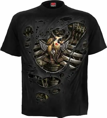 Buy SPIRAL DIRECT STEAM PUNK RIPPED T-Shirt/Biker/Grim Reaper/Skull/Goth/Game/Top  • 24.99£